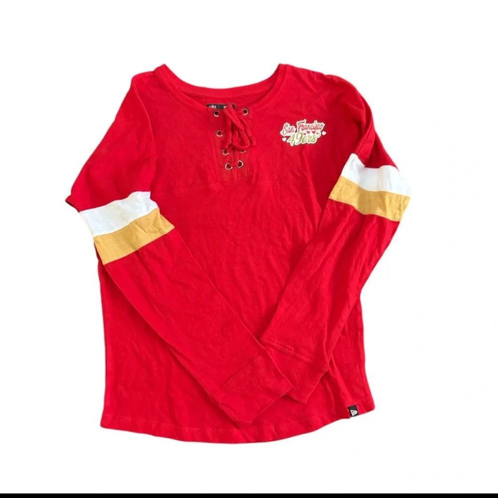 Girls Youth San Francisco 49ers‎ New Era Scarlet Lace-Up Long Sleeve T-Shirt